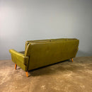 SOLD Mid Century Danish Svend Skipper Three Seater Sofa Green Leather Vintage Retro MCM