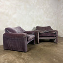 Maralunga Purple Blue Armchair By Vico Magistretti For Cassina 1979 Mid Century Vintage Retro MCM