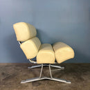 SOLD William Plunkett Kingston Cream Ivory Leather Lounge Chair Mid Century Vintage Retro MCM