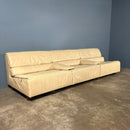 Tetrad Off White Ivory Leather Three Seater Modular Sofa/Chairs Mid Century Vintage Retro MCM