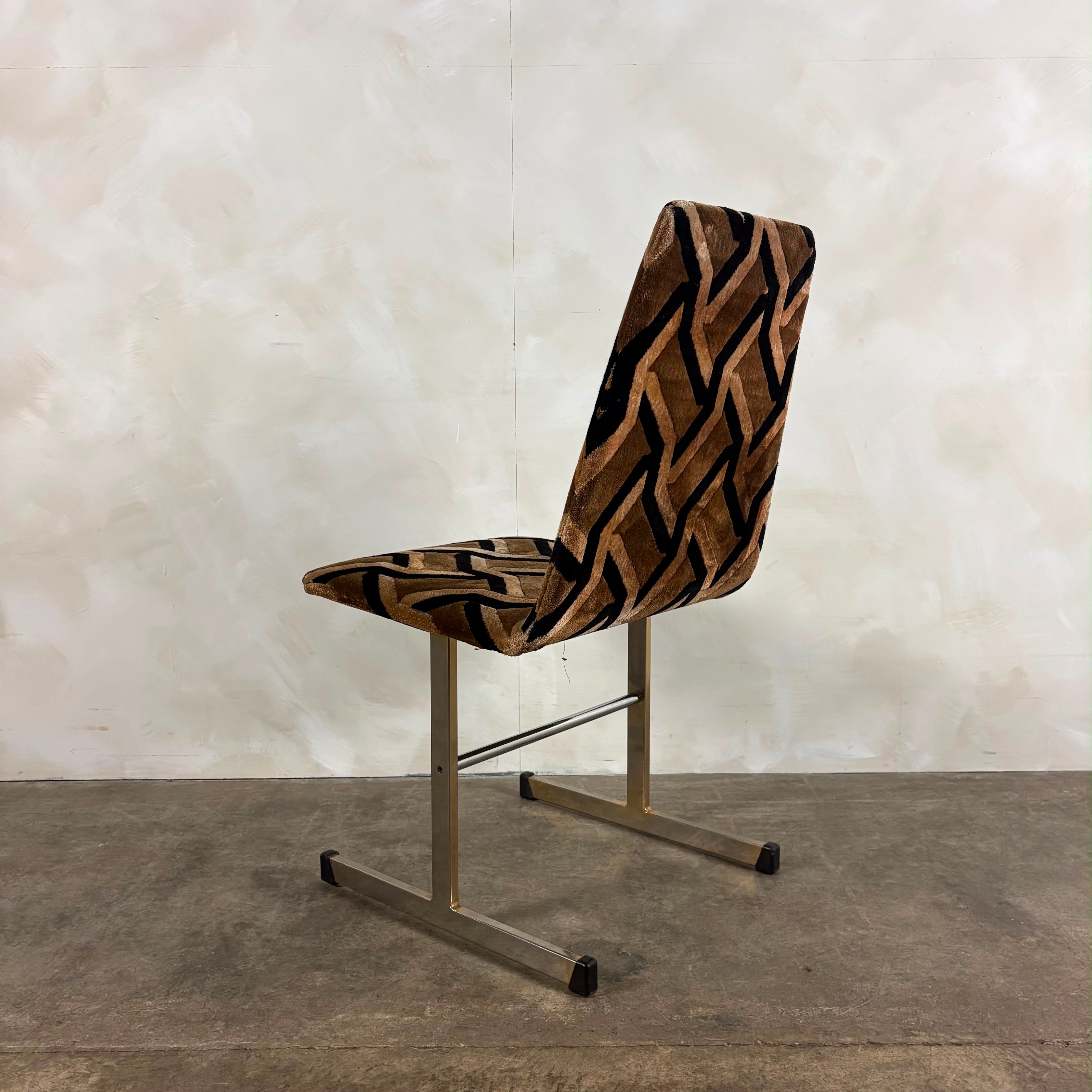 Four Mid Century Pieff Lisse Chrome Geometric Dining Chairs Vintage Retro MCM