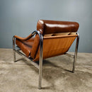 SOLD Mid Century Pair Of Pieff Beta Tan Brown Leather Lounge Chairs Vintage Retro MCM