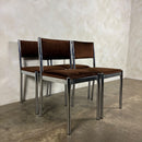 Set Of Four 1970s Chrome Brown Italian Dining Chairs Mid Century Vintage Retro MCM
