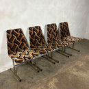 Four Mid Century Pieff Lisse Chrome Geometric Dining Chairs Vintage Retro MCM