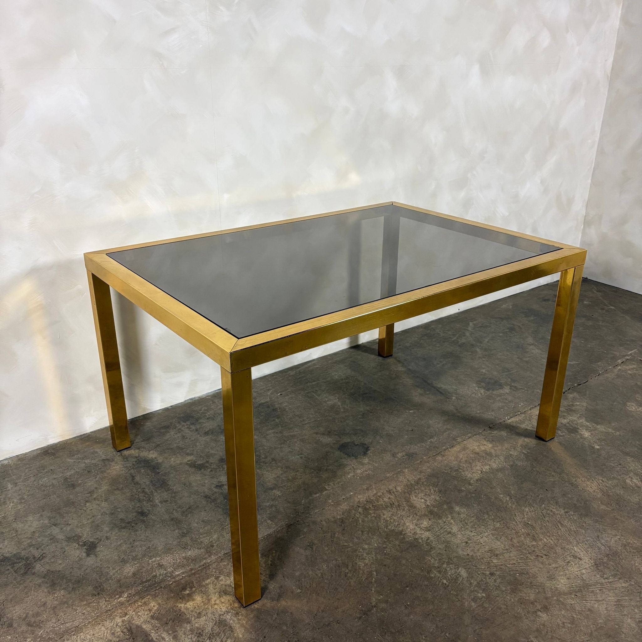 SOLD Brass & Glass Dining Table With Four Matching Brass Dining Chairs Mid Century Vintage Retro MCM
