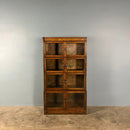 SOLD English Oak Glass Sectional Barrister Fronted Tall Cabinet/Bookcase Globe Wernicke Style Mid Century Vintage Retro MCM