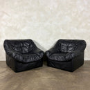 SOLD Black Leather Armchair Mid Century Vintage Retro MCM