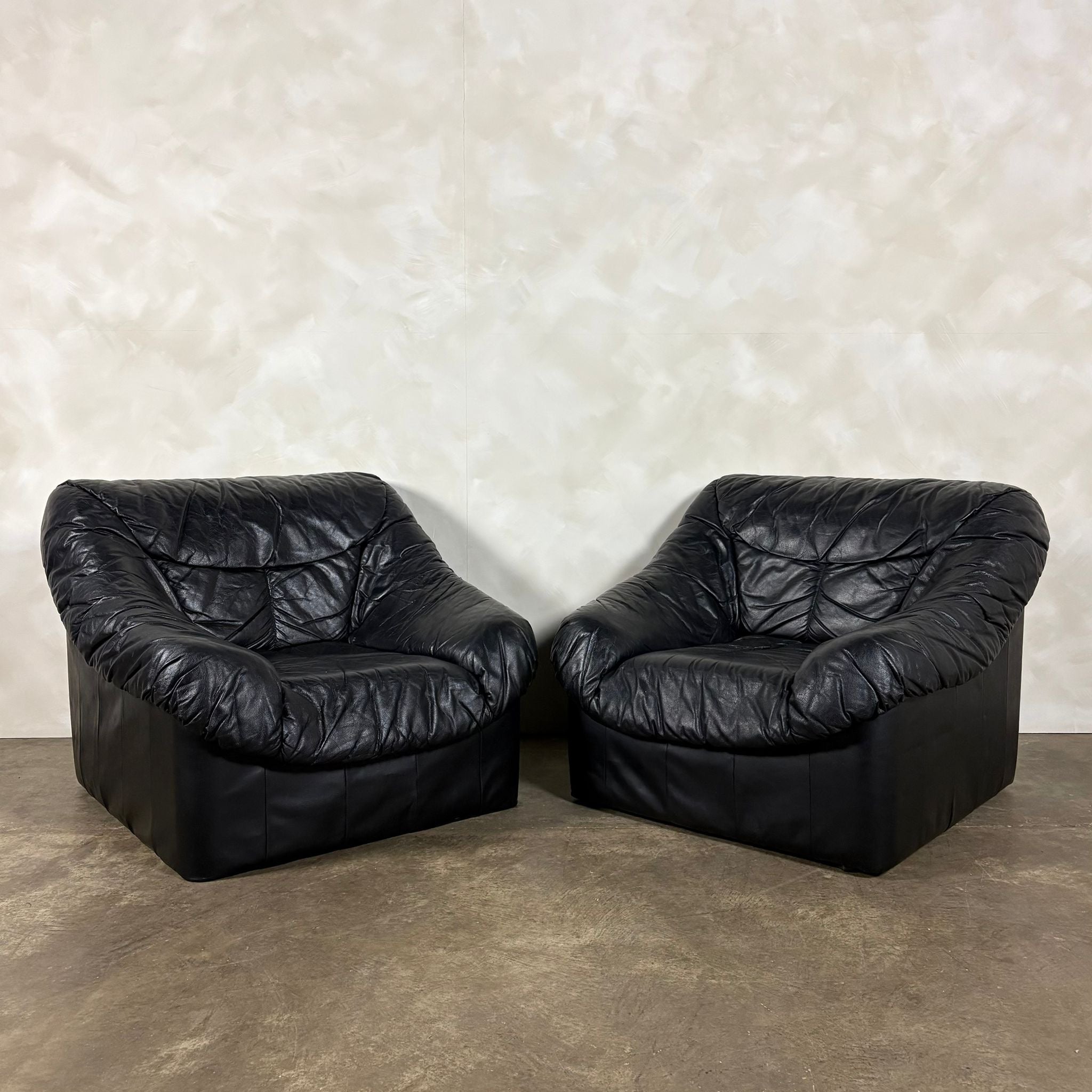 SOLD Black Leather Armchair Mid Century Vintage Retro MCM