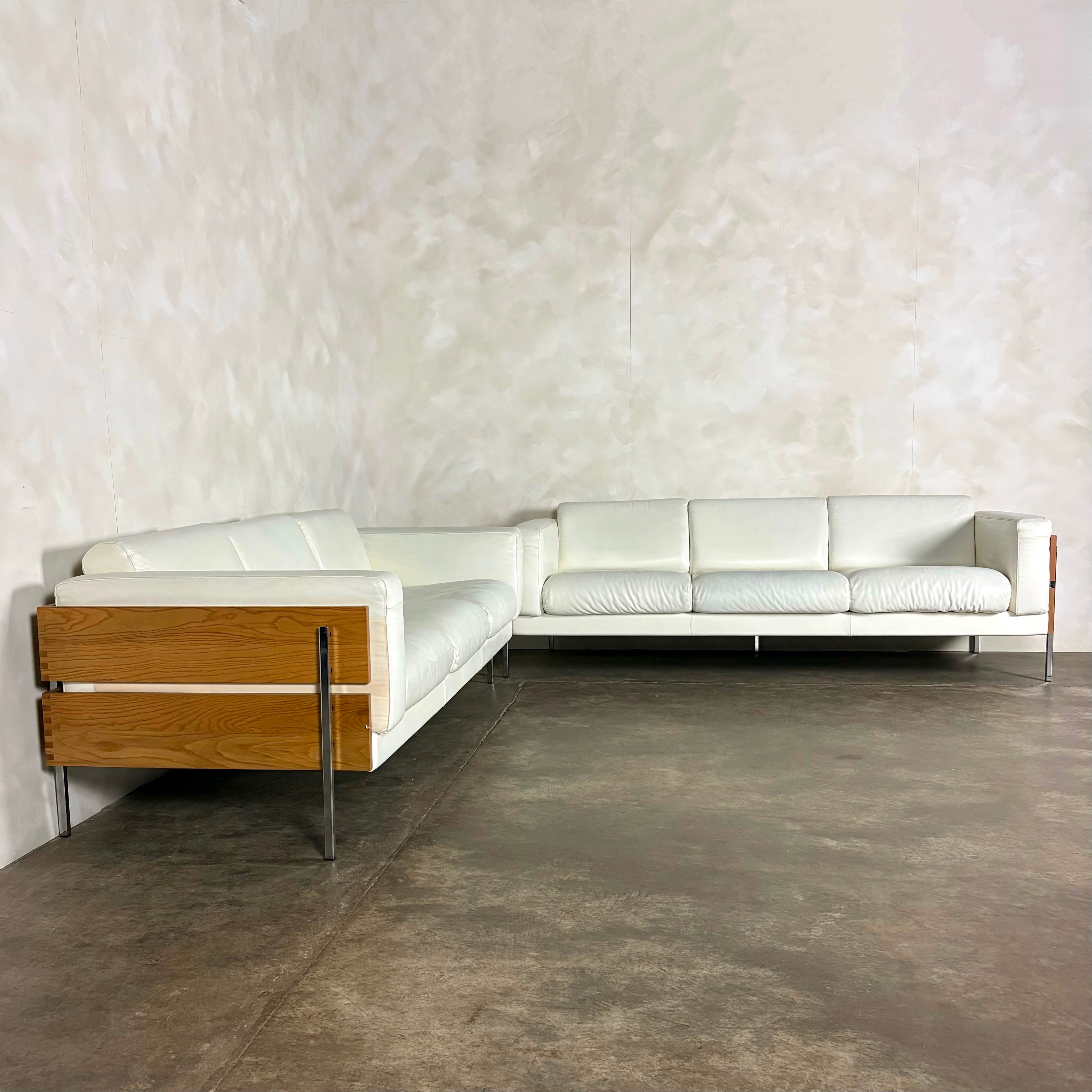 Mid Century White Leather Robin Day For Habitat Forum II Three Seater Sofa Vintage Retro MCM