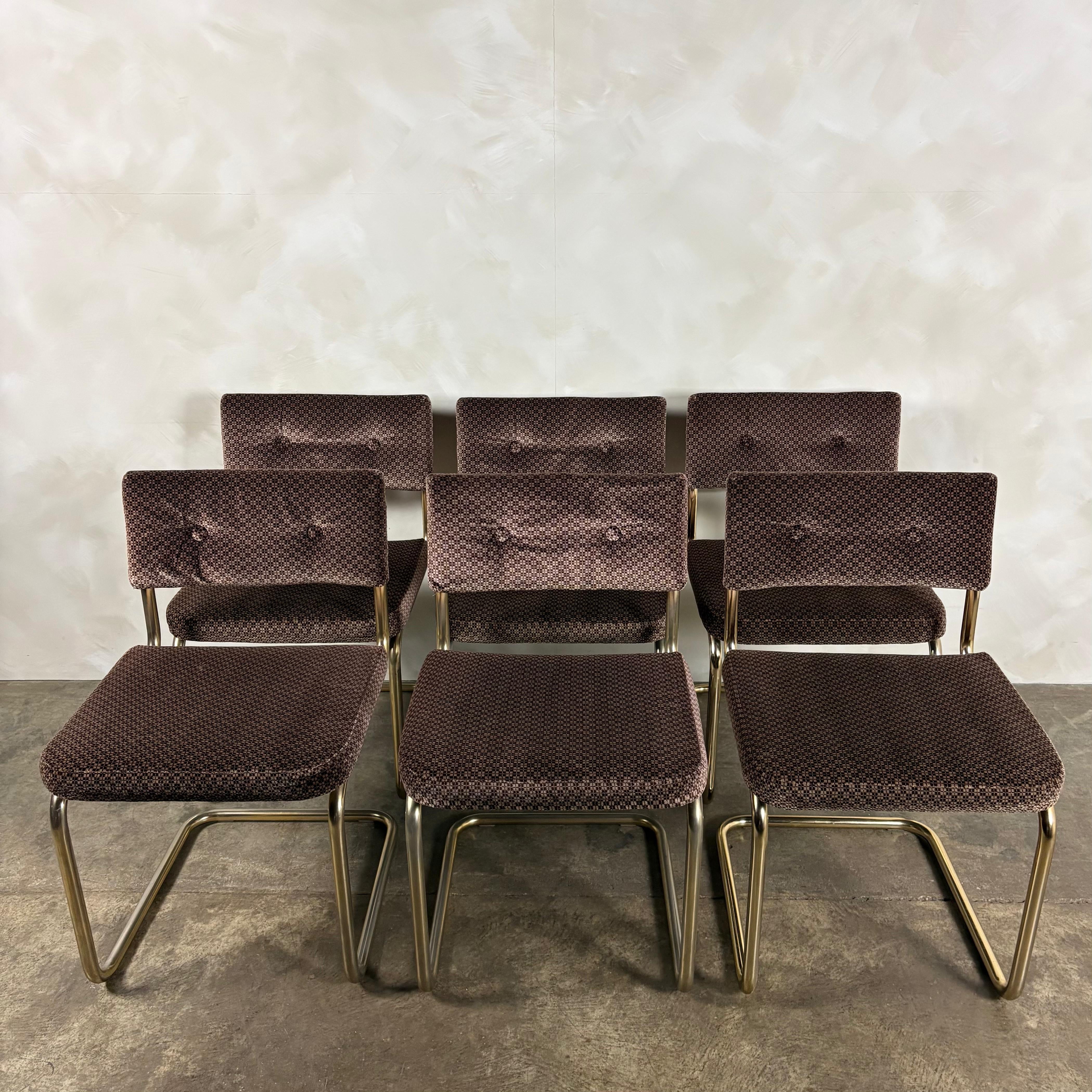 Six Marcel Breuer Cesca Brass Dining Chairs Mid Century Vintage Retro MCM