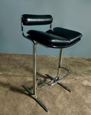 SOLD Mid Century Tim Bates For Pieff Eleganza Bar Stools In Black Leather Vintage Retro MCM