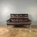 Mid Century Pieff Alpha Brown Leather Two Seater Sofa Vintage Retro MCM