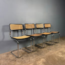 SOLD Four Black Cane Rattan Marcel Breuer B32 Cesca Dining Chairs Mid Century Vintage Retro MCM Set 1
