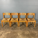 Set Of Four Rush Papercord Seat Dining Chairs Vico Magistretti Carimate Style Mid Century Vintage Retro MCM