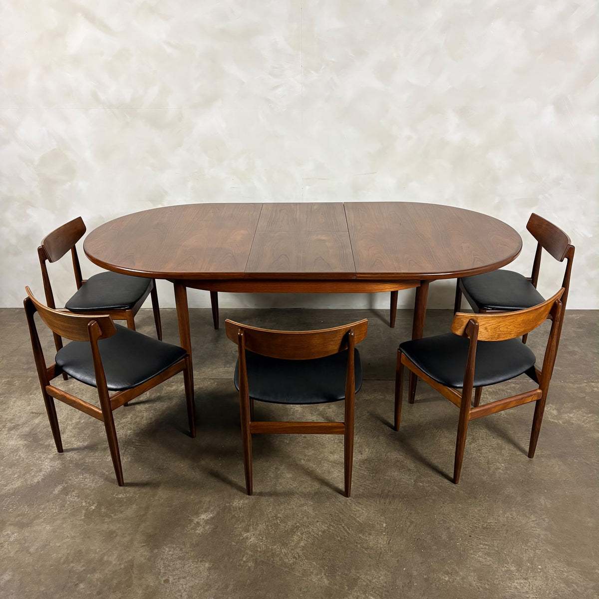 1960s G Plan Danish Range Extending Teak Dining Table & Five Dining Chairs By Ib Kofod-Larsen Mid Century Vintage Retro MCM