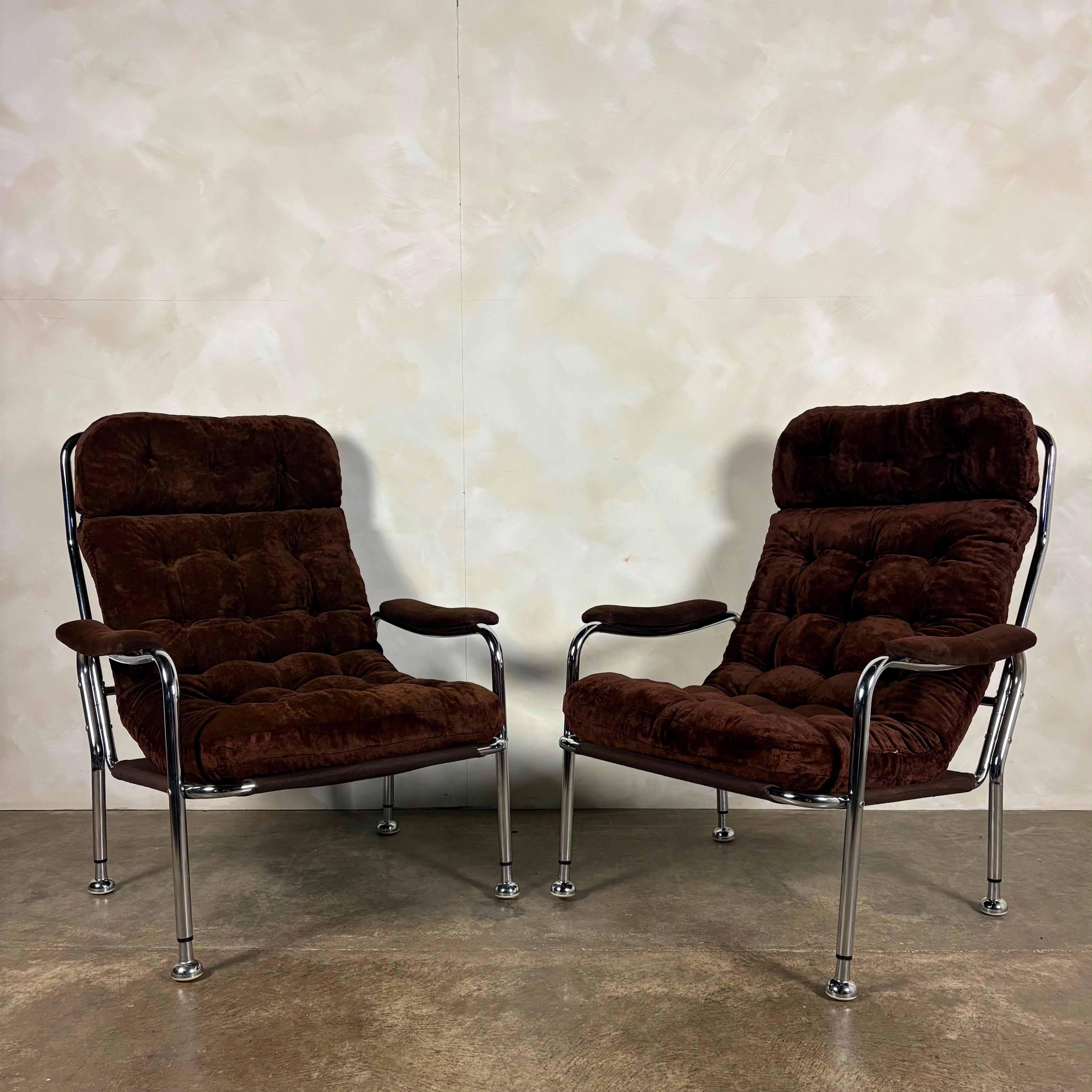 Pair Of Bo Eigert Stalbo Armchairs With Footstools Mid Century Vintage Retro MCM