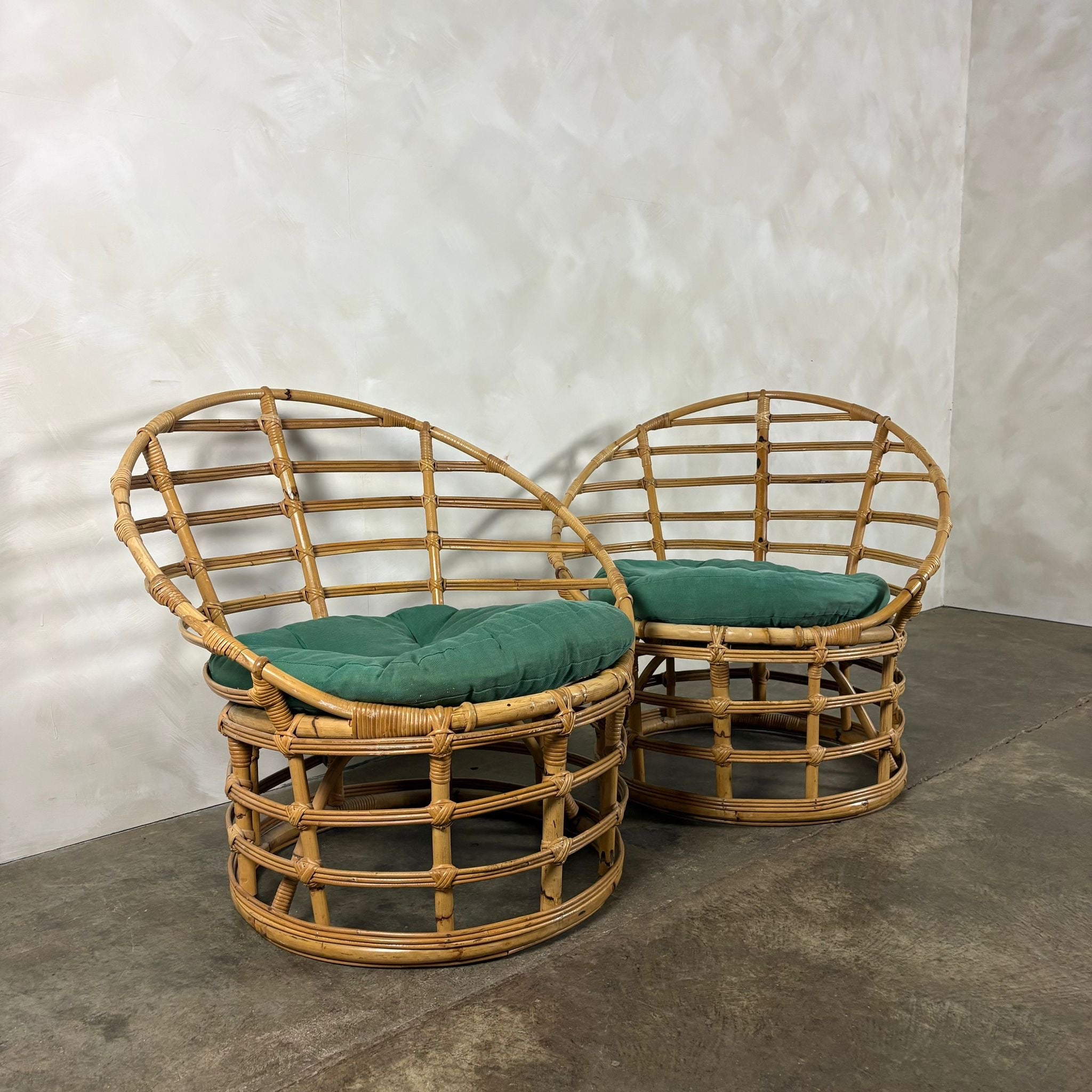 Mid Century Pair Of Bamboo Lounge Chairs Vintage Retro MCM