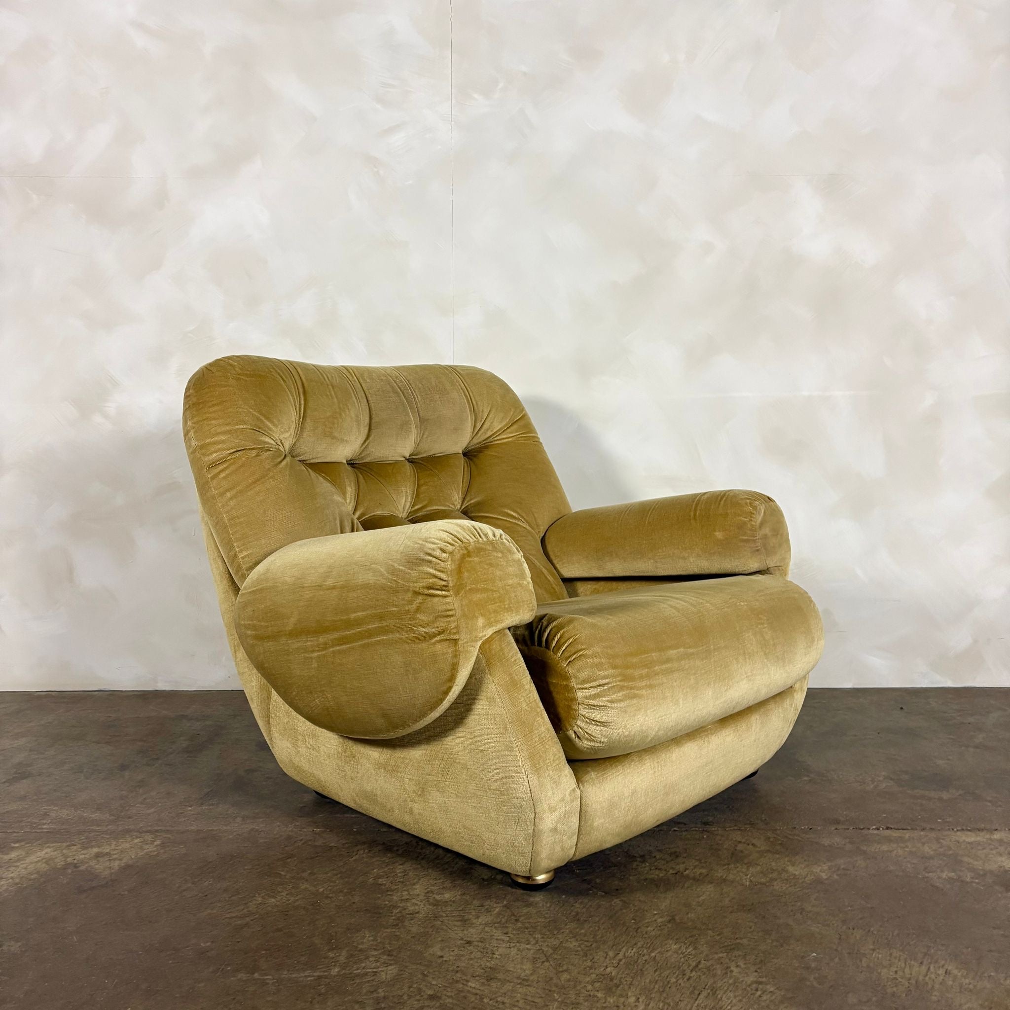 Mid Century G Plan Georgina Armchair Yellow Velvet Vintage Retro MCM