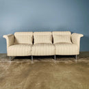 Mid Century Off White/Cream Leather Three Seater Sofa Vintage Retro MCM