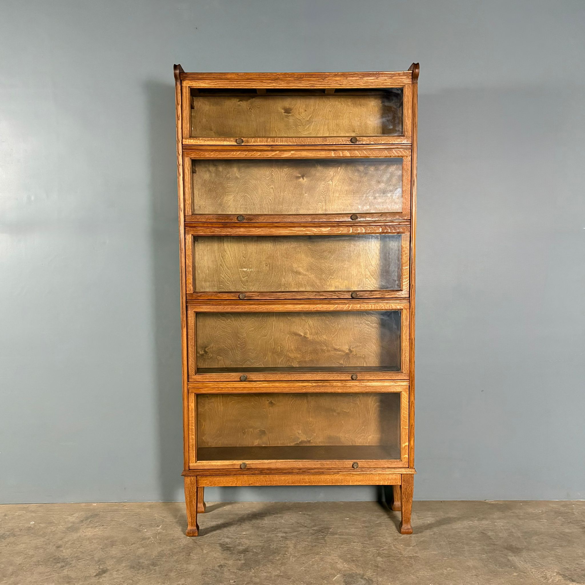 SOLD English Oak Glass Fronted Tall Cabinet/Bookcase Globe Wernicke Style Mid Century Vintage Retro MCM
