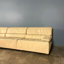 Tetrad Off White Ivory Leather Three Seater Modular Sofa/Chairs Mid Century Vintage Retro MCM