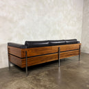 Mid Century Brown Leather Robin Day For Habitat Forum II Three Seater Sofa Vintage Retro MCM