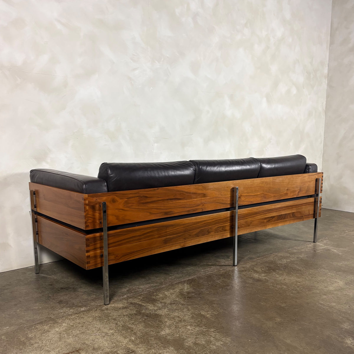 Mid Century Brown Leather Robin Day For Habitat Forum II Three Seater Sofa Vintage Retro MCM