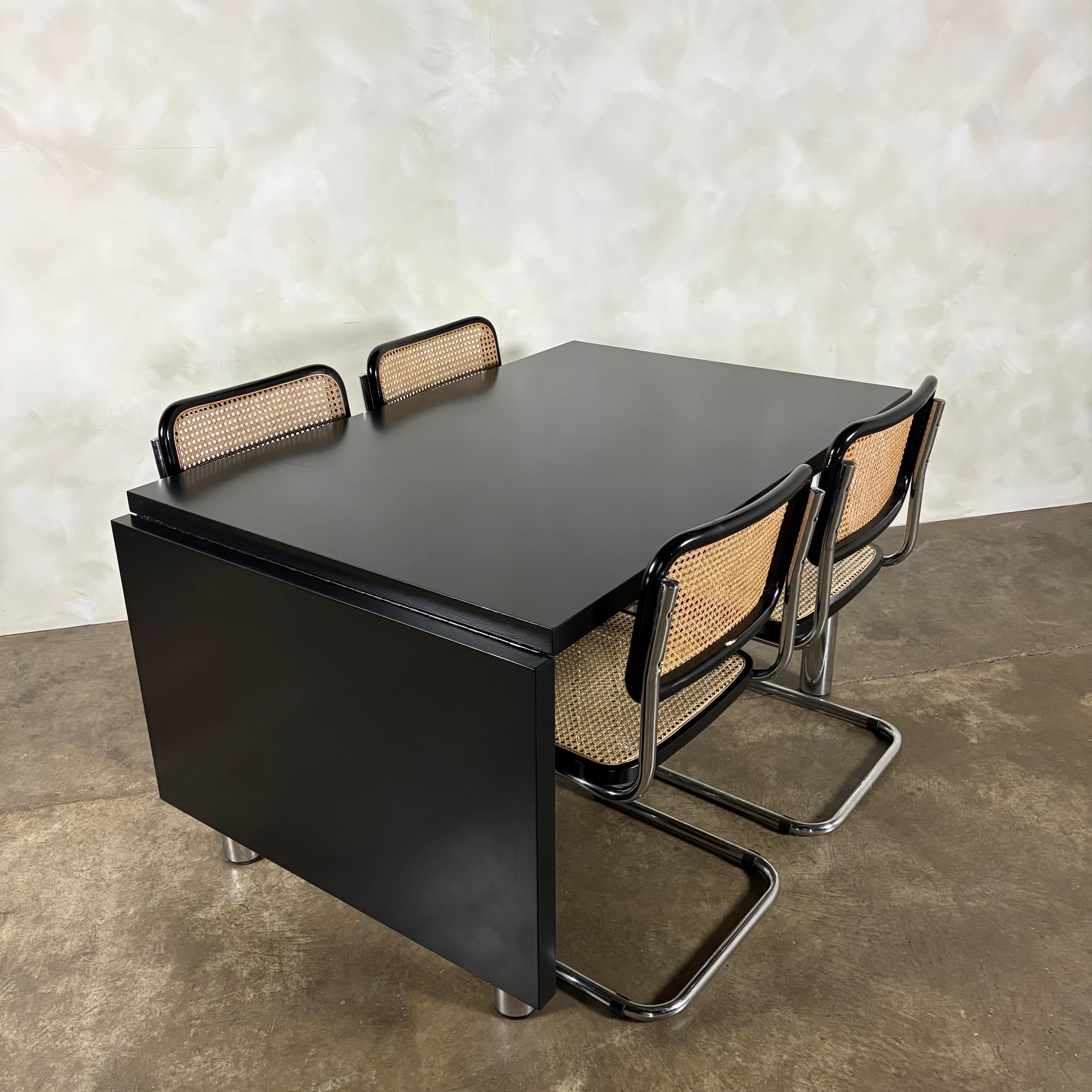 Six Black Marcel Breuer Cesca Bauhaus Dining Chairs With Matching Extending Dining Table Mid Century Vintage Retro MCM