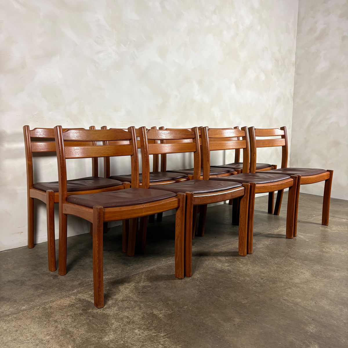 Set Of Eight 1970s Danish Teak Dining Chairs By Dyrlund Mid Century Vintage Retro MCM