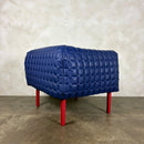 Ligne Roset Ruché Three Seater Sofa & Armchair By Inga Sempé In Blue Leather & Red Frame Vintage Retro