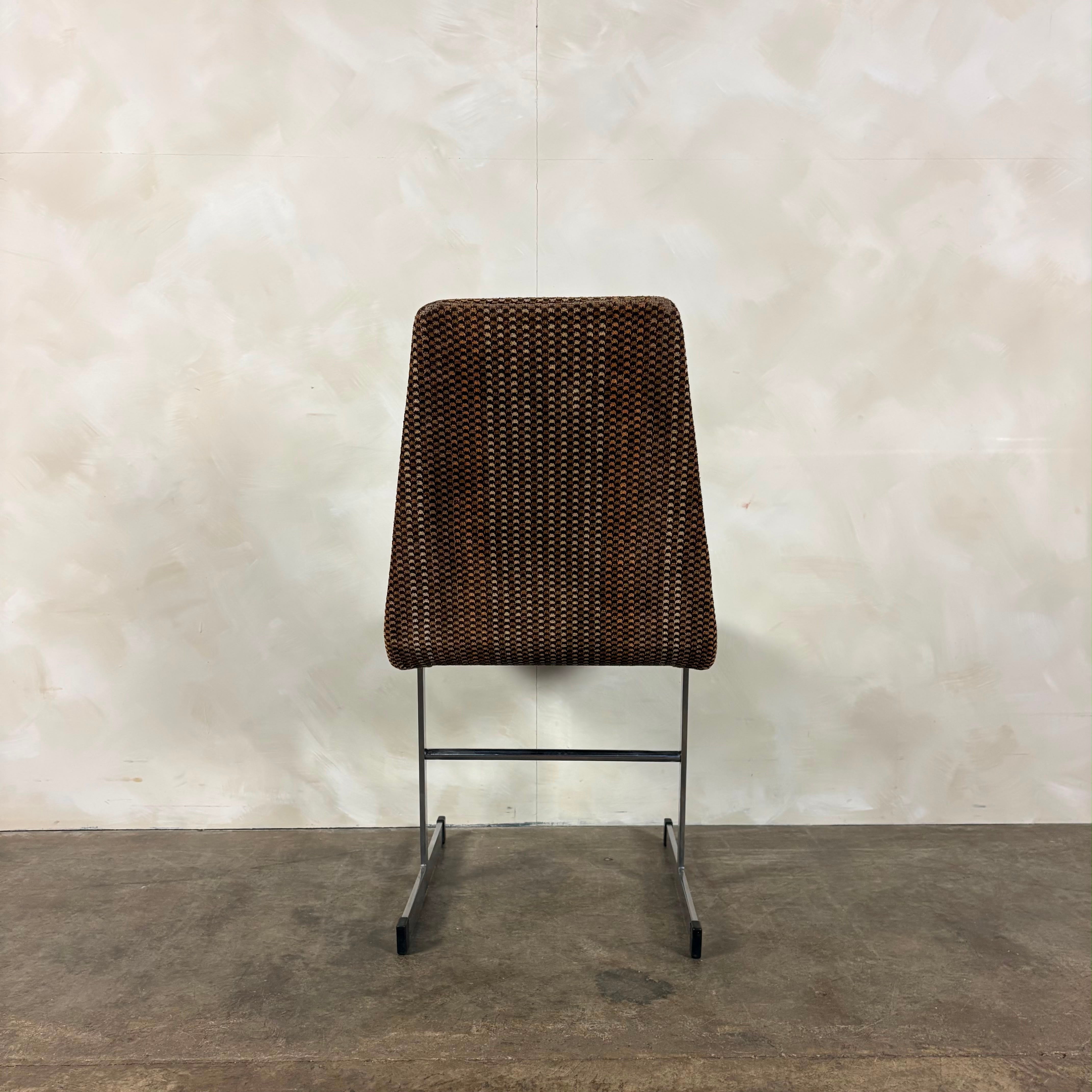 Six Mid Century Pieff Lisse Chrome Geometric Dining Chairs Vintage Retro MCM