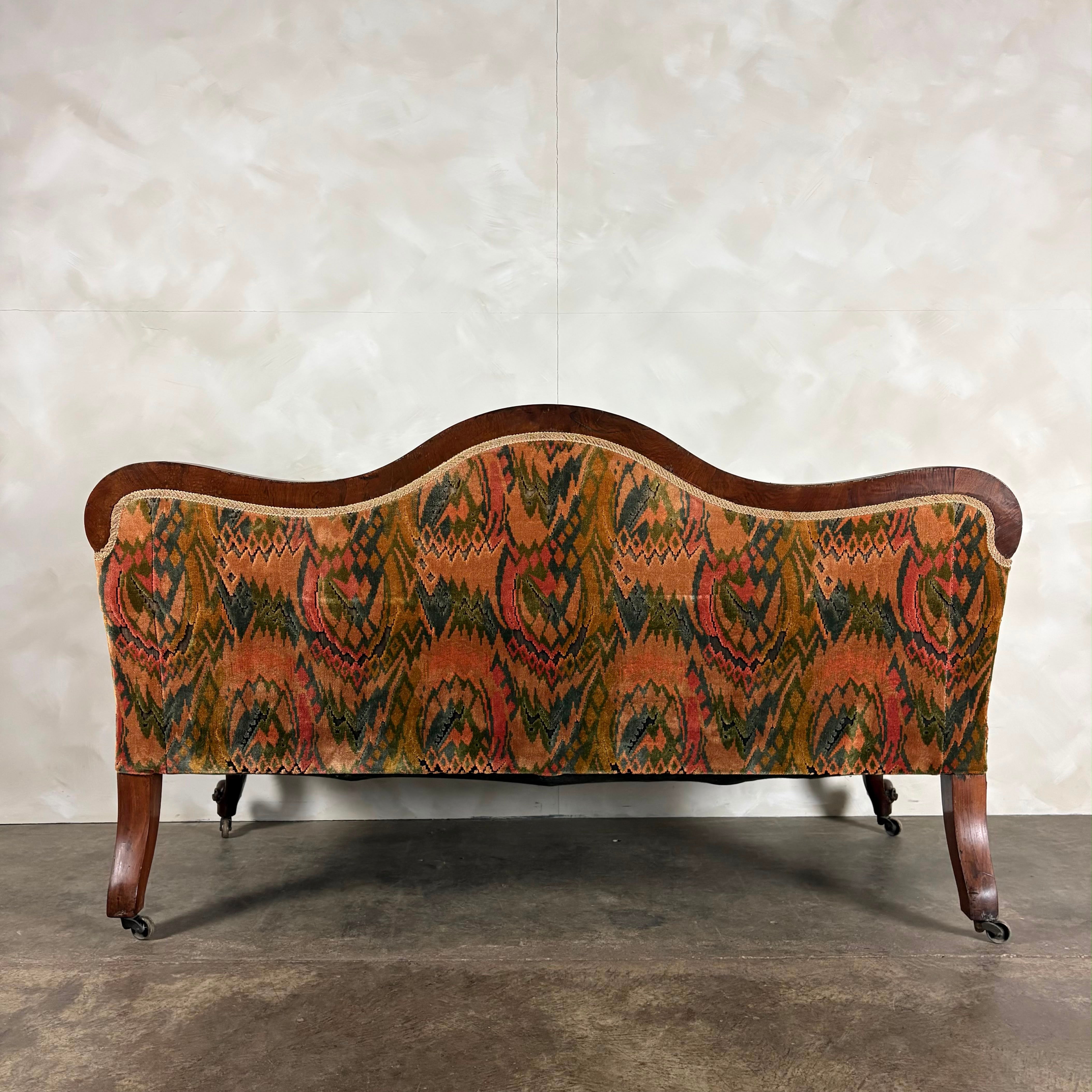 Antique Flamestitch Walnut Mahogany Canapé Three Seater Sofa Louis Style Victorian