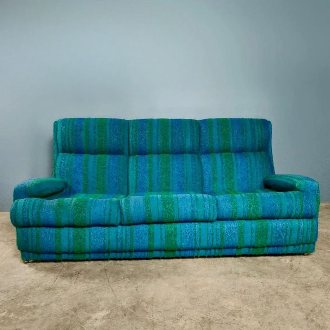 Mid Century Three Seater Sofa With Matching Armchair