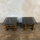Pair Of Pieff Brass & Smoked Glass Side/Coffee Tables 1970s Mid Century Vintage Retro MCM