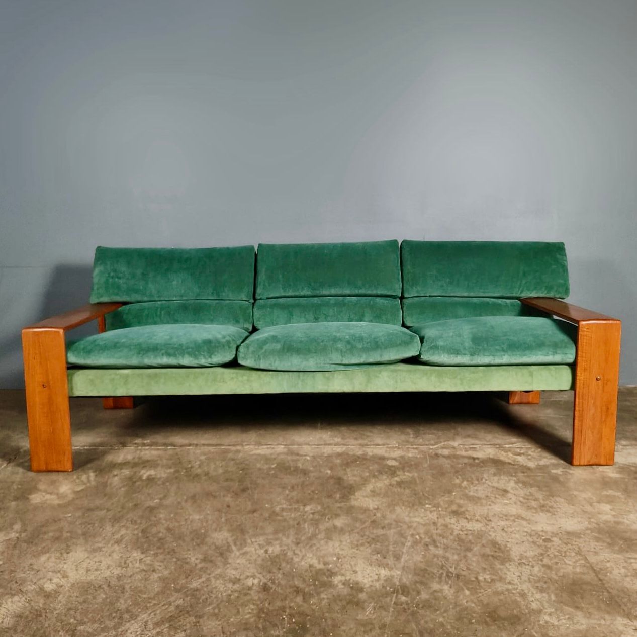 Niels Eilersen Three Seater Green Velvet Danish Sofa Mid Century Vintage Retro MCM