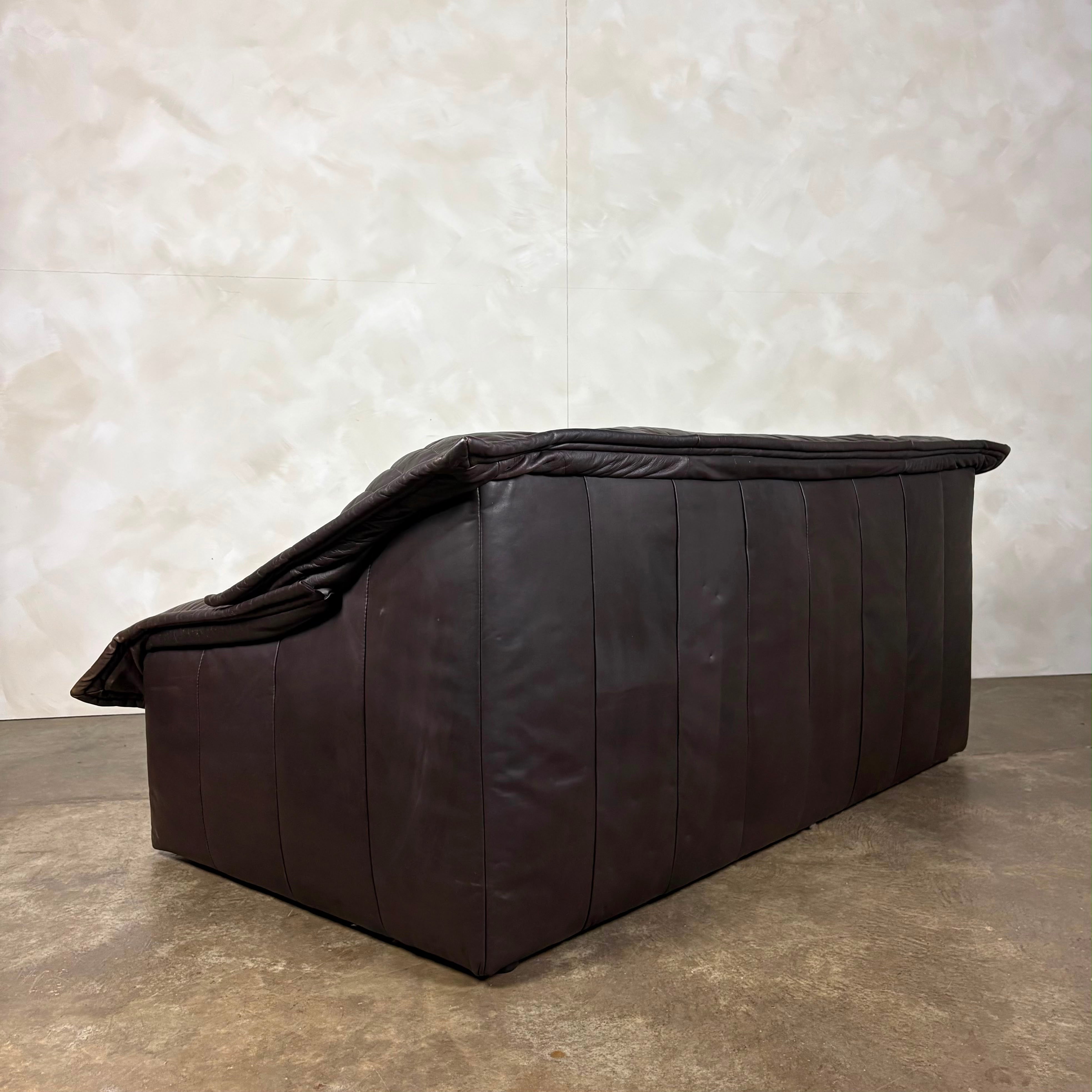 Dark Brown Italian Post Modern Leather Imbottiti Wilma Three Seater Sofa Mid Century Vintage Retro MCM