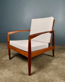 SOLD Pair Of Paper Knife Lounge Chairs Kai Kristiansen Magnus Olesen 1962 Model 121 Teak Mid Century Vintage Retro MCM