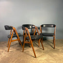 SOLD Four Teak Dining Chairs Kai Kristiansen Model 31 & Thomas Harlev For Farstrup Model 205 Mid Century Vintage Retro MCM
