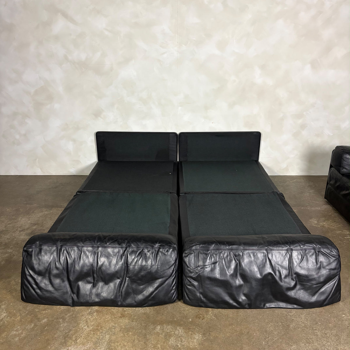 Four De Sede DS-76 Black Leather 1972 Sofa/Chairs Sofa Beds Mid Century Vintage Retro MCM