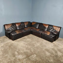 SOLD Mid Century UBU Modular Black & Brown Leather Sofa Vintage Retro MCM