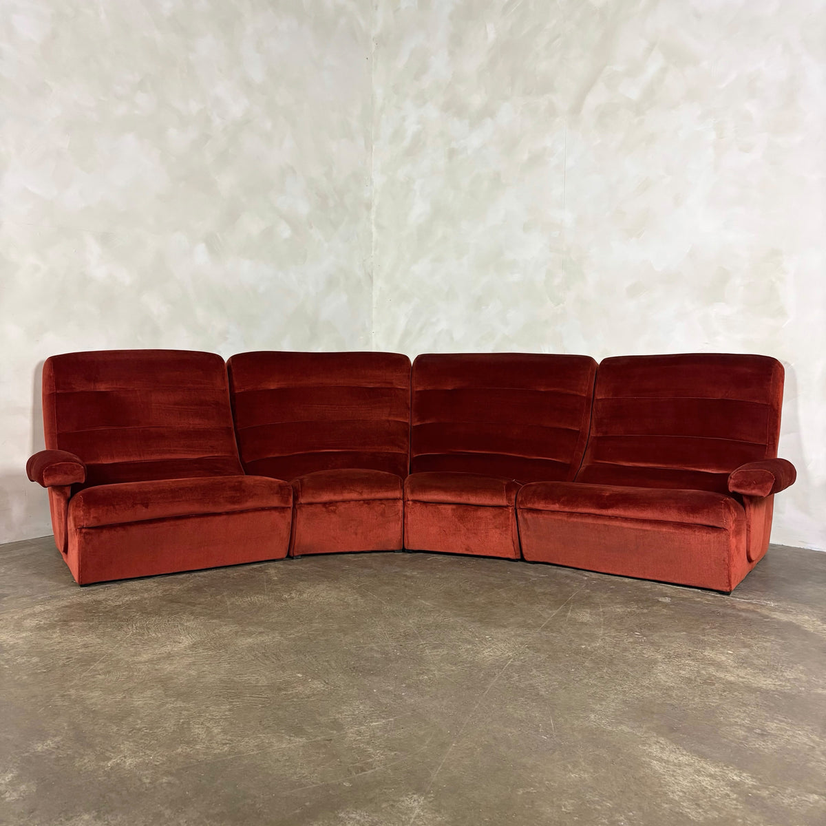 Dark Orange Four Piece Modular Sofa/Chairs Mid Century Vintage Retro MCM