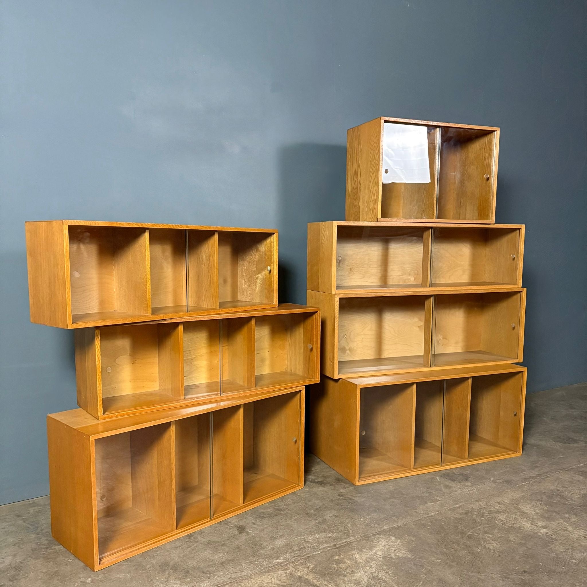 SOLD 7 x Modular Storage Display Boxes Unix Glass Mid Century Vintage Retro MCM