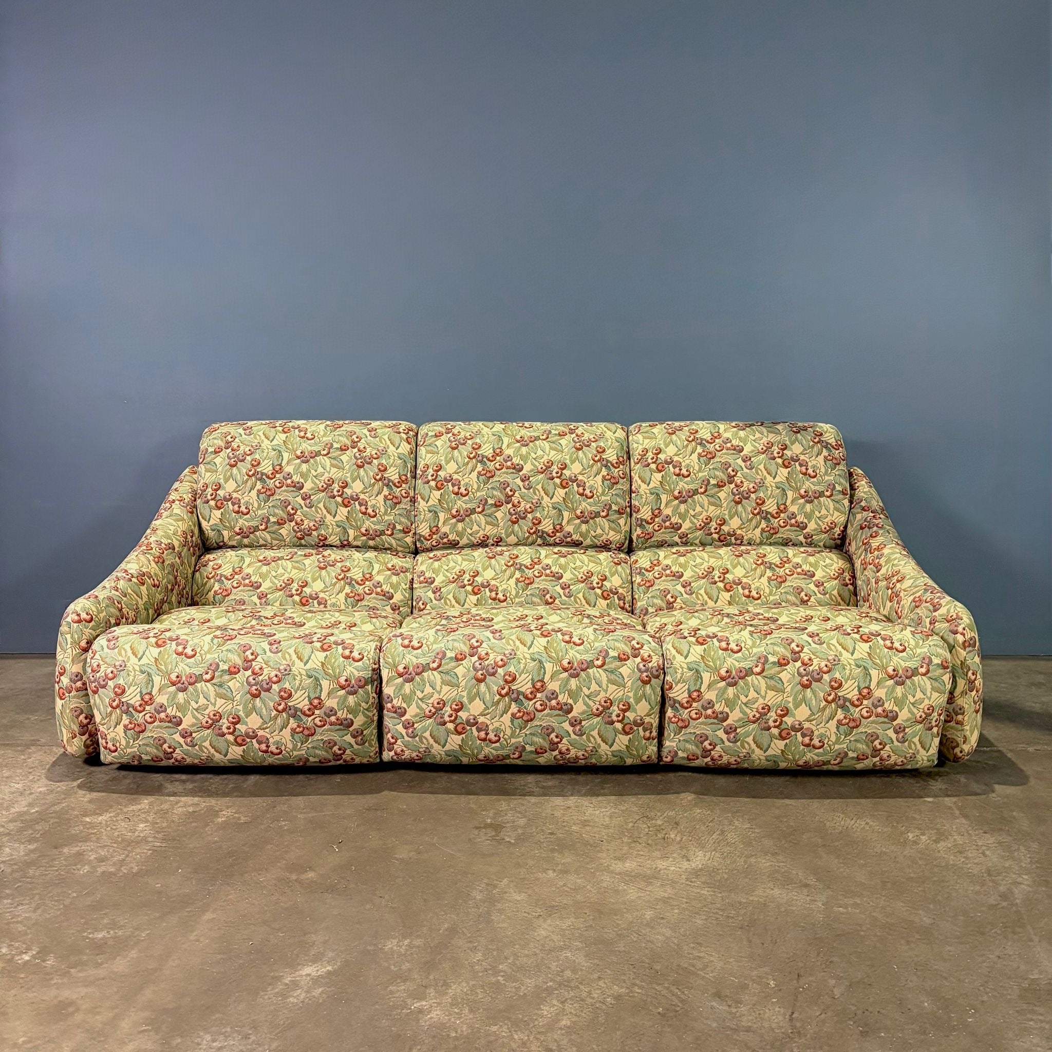 SOLD Floral Patterned Space Age Futuristic Three Seater Sofa Mid Century Vintage Retro MCM