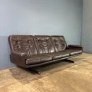 SOLD Sigurd Resell Vatne Møbler Model 126 Brown Leather Three Seater Sofa Mid Century Vintage Retro MCM