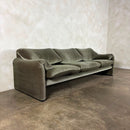 Maralunga Green Sage Three Seater Sofa By Vico Magistretti For Cassina Mid Century Vintage Retro MCM