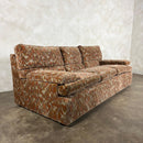 1980s Three Seater Geometric Patterned Sofa & Footstool Post Modern Mid Century Vintage Retro MCM