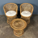 SOLD Mid Century Rattan Bamboo Two Seater Sofa, Pair Of Armchairs & Table Vintage Retro MCM
