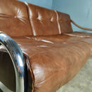 SOLD Mid Century Pieff Beta Tan Brown Leather Three Seater Sofa Vintage Retro MCM