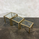 Pierre Vandel Brass Glass Set Of Three Nest Of Tables Mid Century Vintage Retro MCM