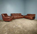SOLD Brown Leather Buttoned Danish/Norwegian Armchair Mid Century Vintage Retro MCM